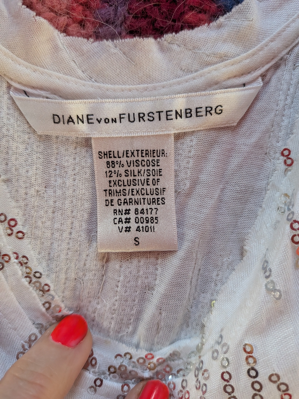 Diane von Furstenberg White Sequin Tank Top